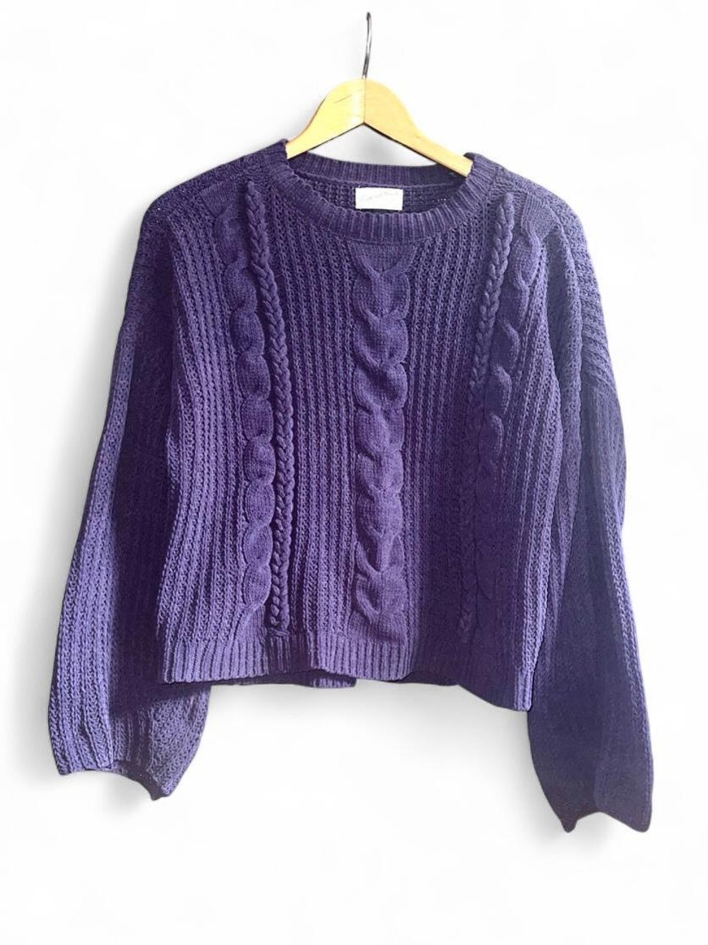 Universal Thread Sweater Purple Fisherman’s Slouchy Cropped Soft XS Extra Small